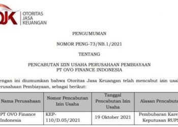 OJK Cabut Izin Usaha OVO Finance Indonesia
