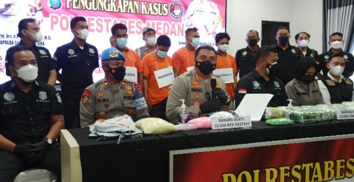 Polrestabes Medan Gagalkan Peredaran 13 Kilogram Narkoba Asal Malaysia
