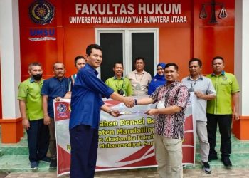 Fakultas Hukum UMSU salurkan Donasi Bencana Kabupaten Mandailing Natal
