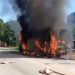 Bus ALS BK 7815 Terbakar di Tanjung Gadang, Sijunjung