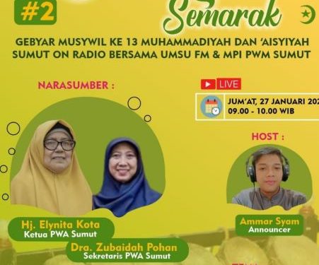 Bincang-bincang Musywil ke 13 on Radio, Kali ini Narasumbernya PW Aisyiyah