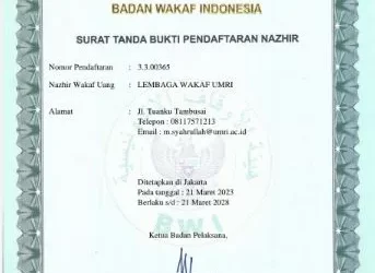 Umri Resmi Memiliki Lembaga Wakaf Pertama di Sumatera